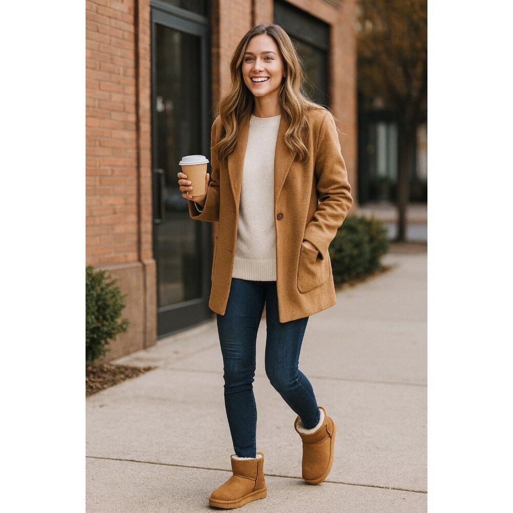 UGG Classic Short Boots Chestnut Suede Size 9 Genuine Sheepskin Cozy Winter Must - Picture 7 of 8